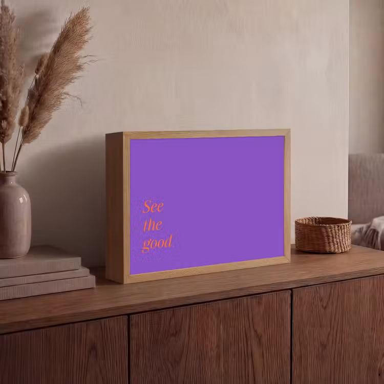 See the good - Oranje - Paars Light Box met batterij (Wandlamp) middel -sfeer2