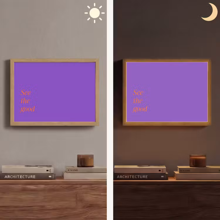 See the good - Oranje - Paars Light Box met batterij (Wandlamp) middel -sfeer3