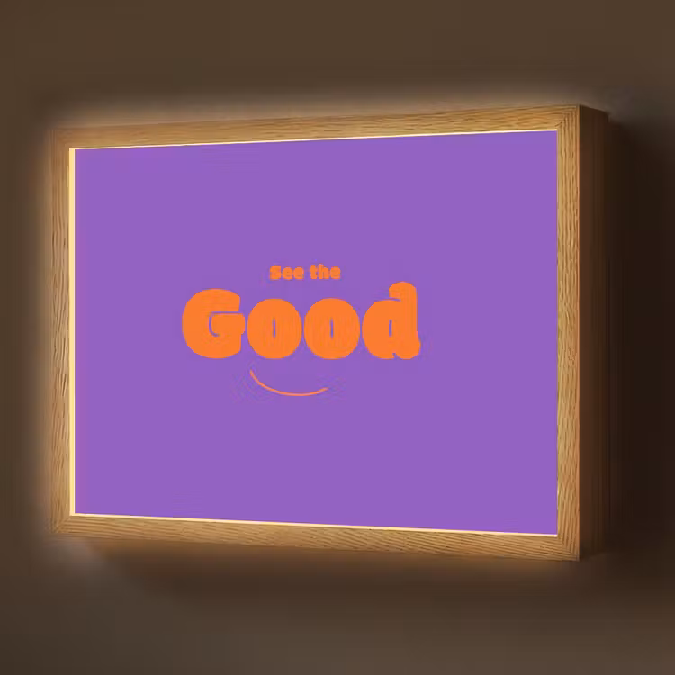 See the good - Oranje - Paars - Smiley Light Box met batterij (Wandlamp) middel -z3d_website