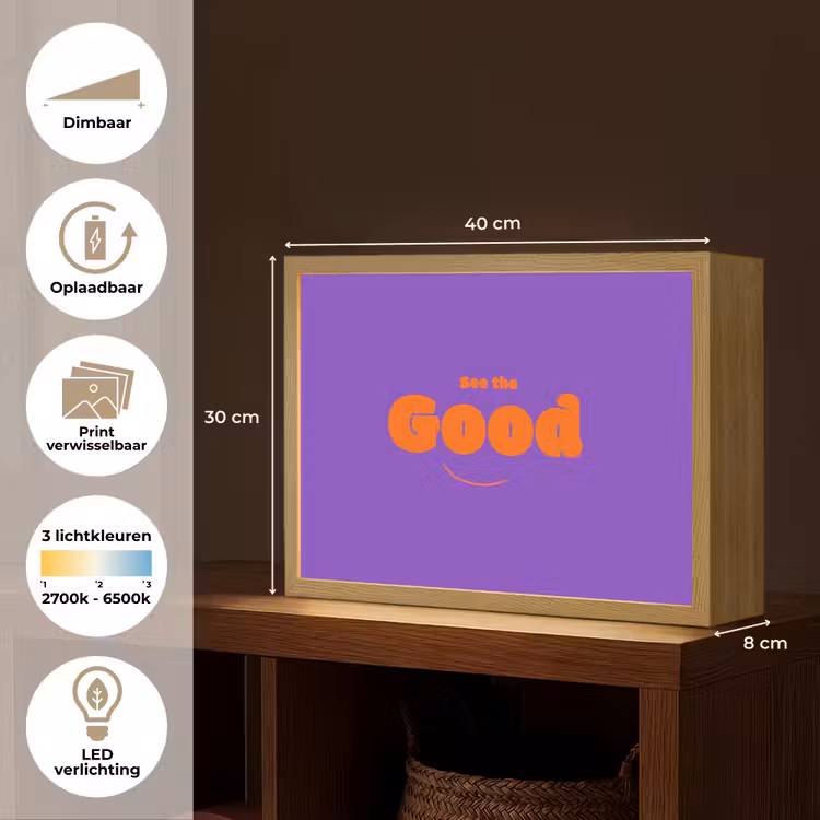 See the good - Oranje - Paars - Smiley Light Box met batterij (Wandlamp) middel -USP_websiteoverzichtNL