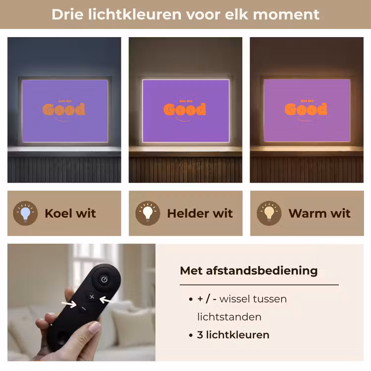 See the good - Oranje - Paars - Smiley Light Box met batterij (Wandlamp) middel -USP_lichtkleurNL