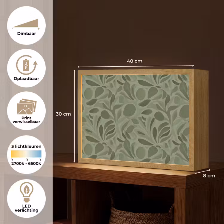 Sereen - Bladeren - Groen Light Box met batterij (Wandlamp) middel 907 -USP_websiteoverzichtNL