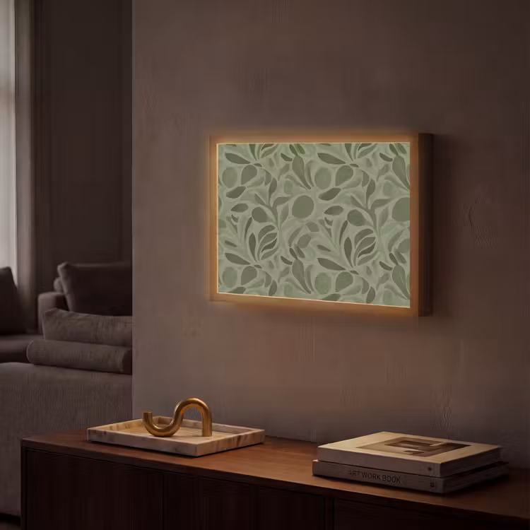Sereen - Bladeren - Groen Light Box met batterij (Wandlamp) middel 907 -sfeer1