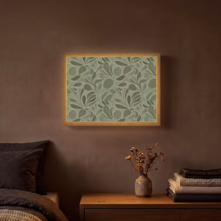 Sereen - Bladeren - Groen Light Box met batterij (Wandlamp) middel 907 -sfeer4
