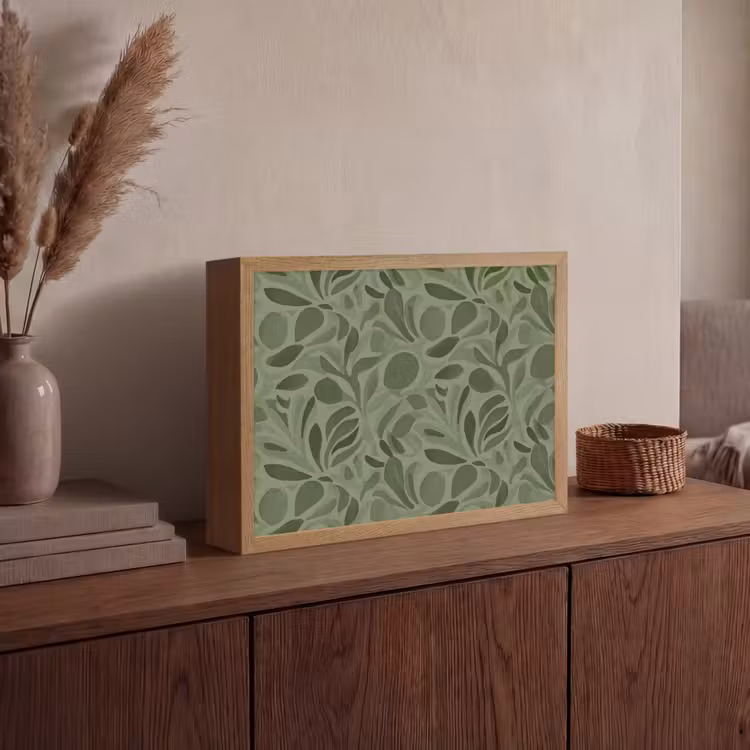 Sereen - Bladeren - Groen Light Box met batterij (Wandlamp) middel 907 -sfeer2