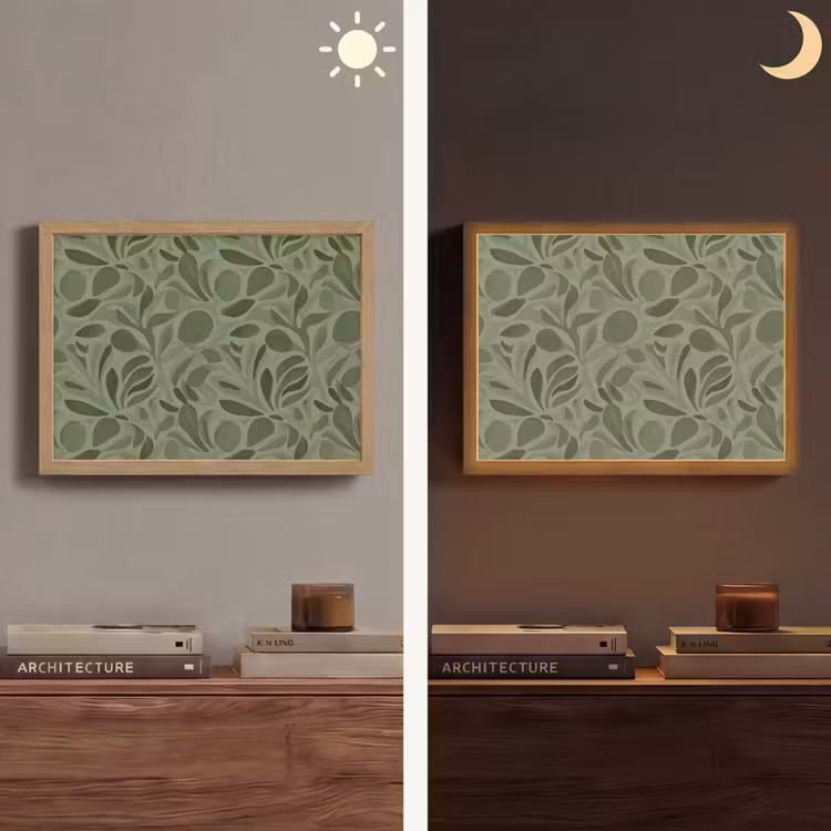Sereen - Bladeren - Groen Light Box met batterij (Wandlamp) middel 907 -sfeer3