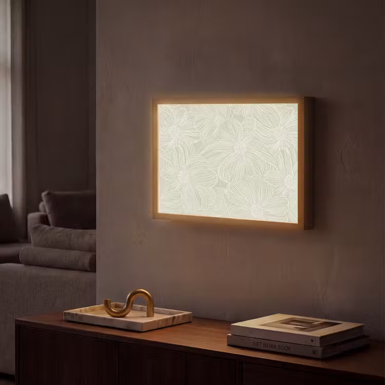 Sereen - Bloemen - Groen Light Box met batterij (Wandlamp) middel 907 -sfeer1