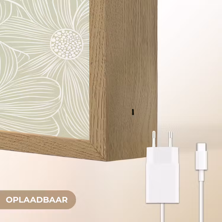 Sereen - Bloemen - Groen Light Box met batterij (Wandlamp) middel 907 -USP_websiteoplaadbaarNL