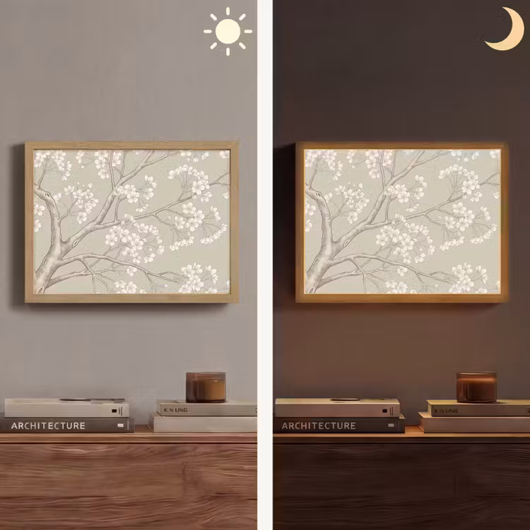 Sereen - Bloesem - Wit Light Box met batterij (Wandlamp) middel -sfeer3