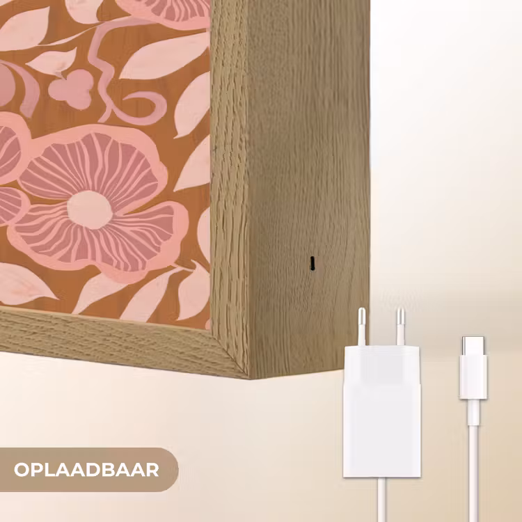 Sfeer - Bloemen - Roze Light Box met batterij (Wandlamp) middel 907 -USP_websiteoplaadbaarNL