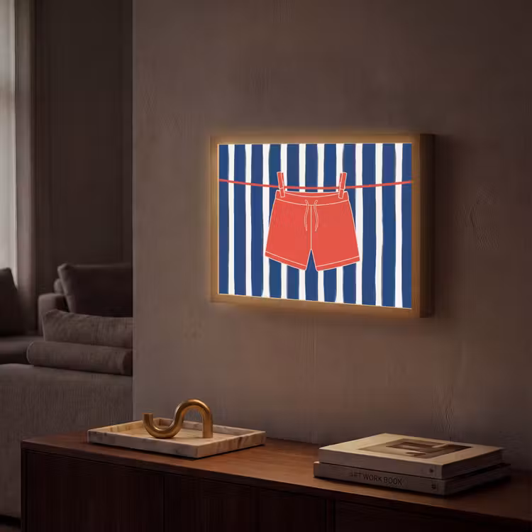 Shorts - Waslijn - Zomer - Illustratie - Rood Light Box met batterij (Wandlamp) middel -sfeer1