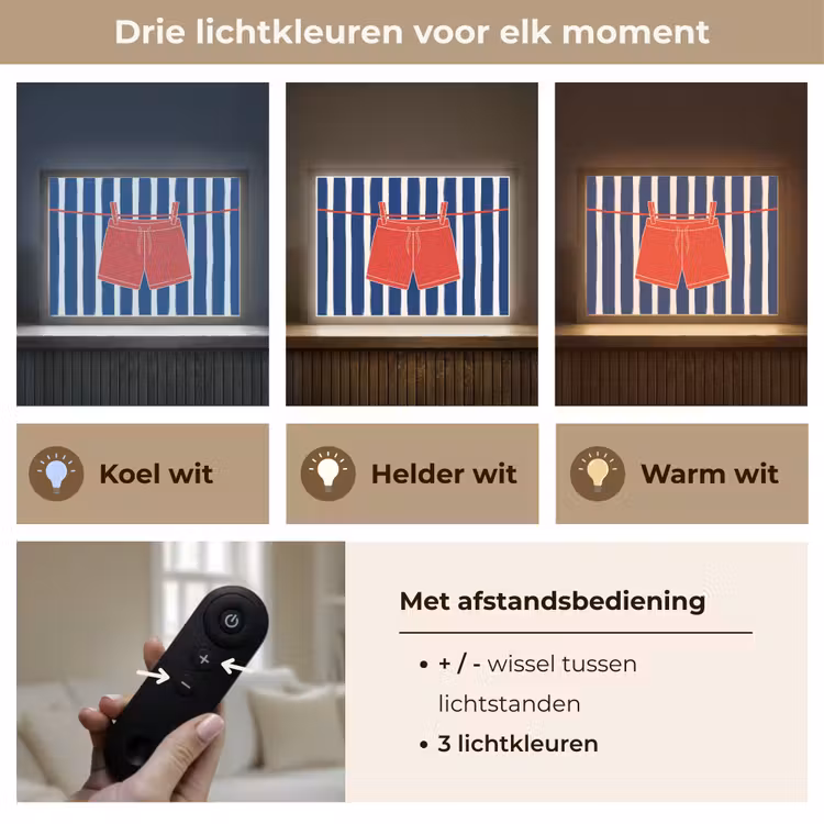 Shorts - Waslijn - Zomer - Illustratie - Rood Light Box met batterij (Wandlamp) middel -USP_lichtkleurNL