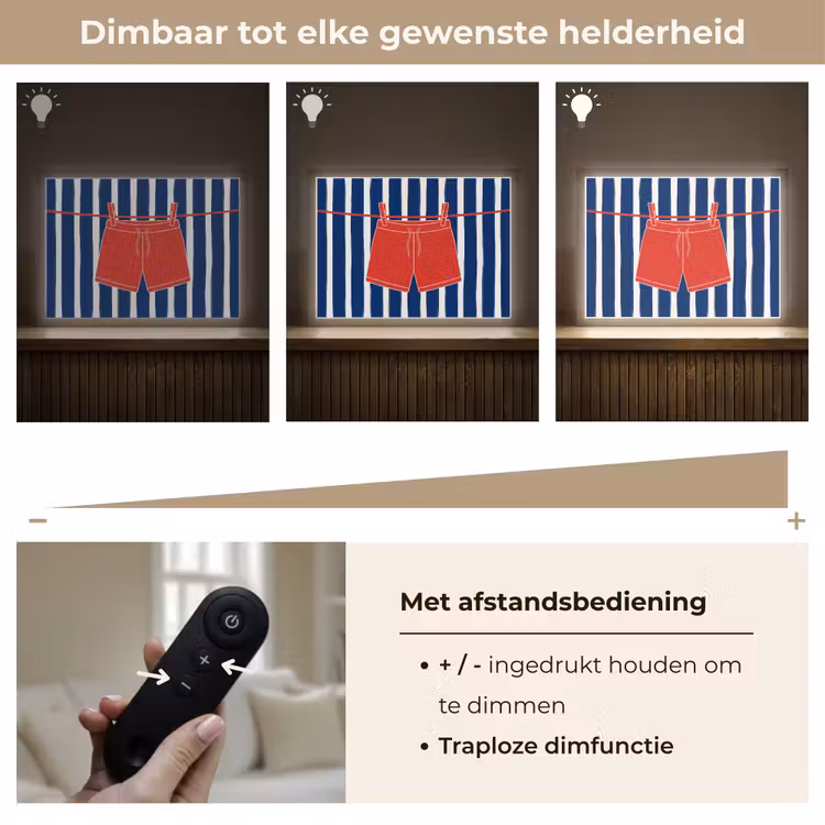 Shorts - Waslijn - Zomer - Illustratie - Rood Light Box met batterij (Wandlamp) middel -USP_dimbaarNL