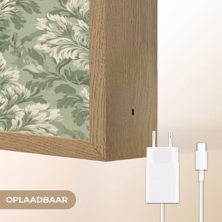 Sierlijk - Lichtgroen - Planten - Patroon - Getailleerd Light Box met batterij (Wandlamp) middel 907 -USP_websiteoplaadbaarNL