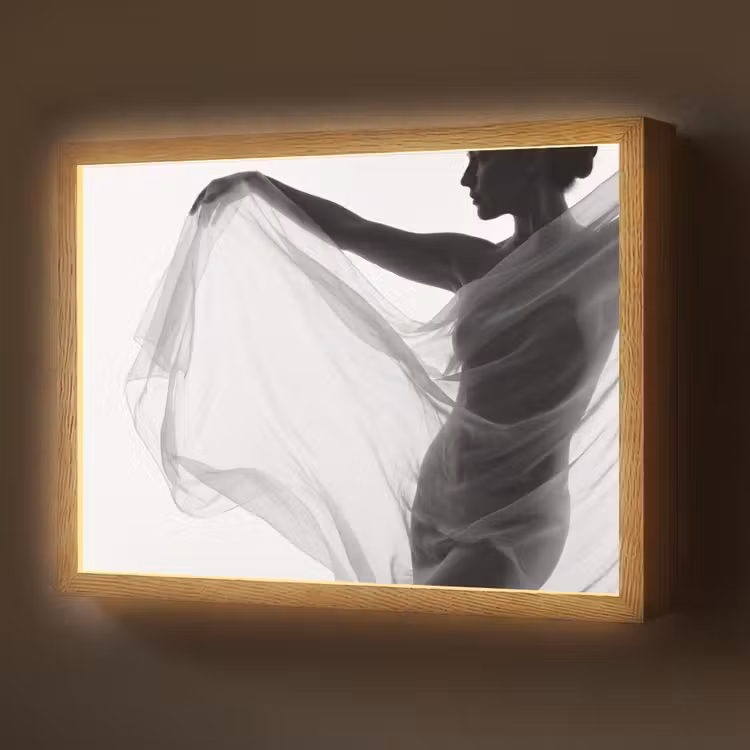 Silhouet - Sluier - Vormen - Zwart - Wit - Sensueel Light Box met batterij (Wandlamp) middel -z3d_website