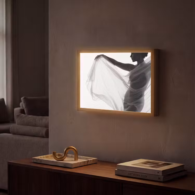 Silhouet - Sluier - Vormen - Zwart - Wit - Sensueel Light Box met batterij (Wandlamp) middel -sfeer1