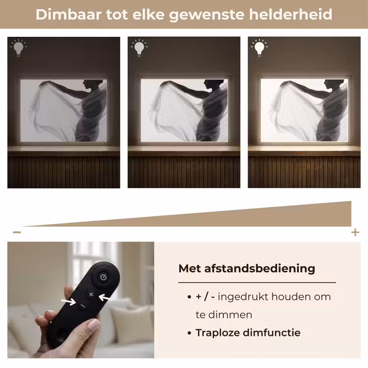 Silhouet - Sluier - Vormen - Zwart - Wit - Sensueel Light Box met batterij (Wandlamp) middel -USP_dimbaarNL