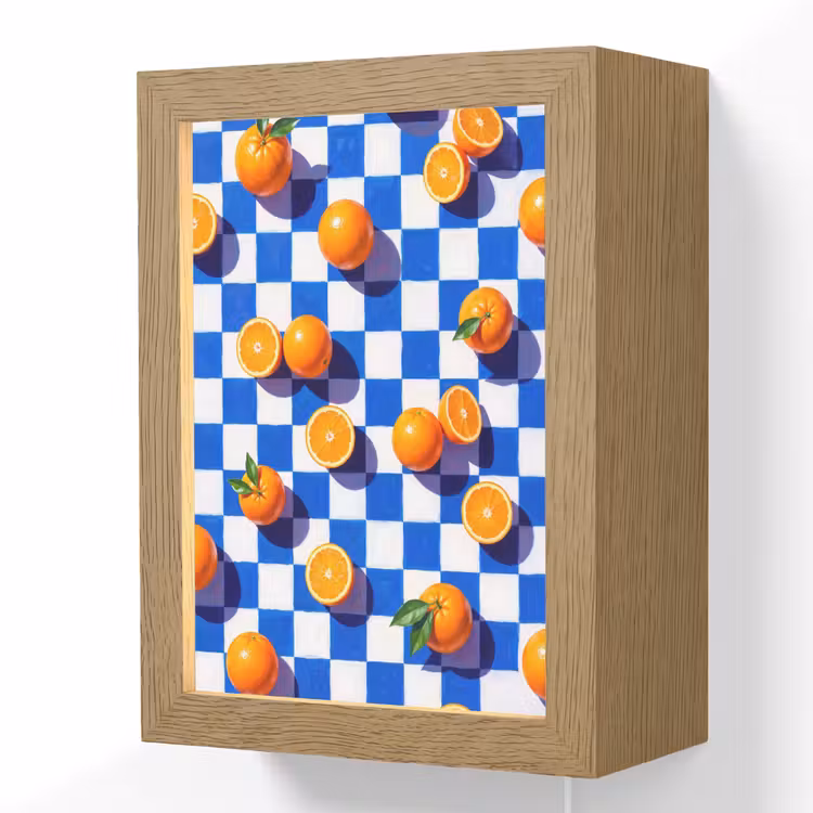 Lightbox - Wandlamp - Sinaasappel - Geruit - Eten - Sinaasappel - Geruit - Eten Light Box met kabel (Wandlamp) klein