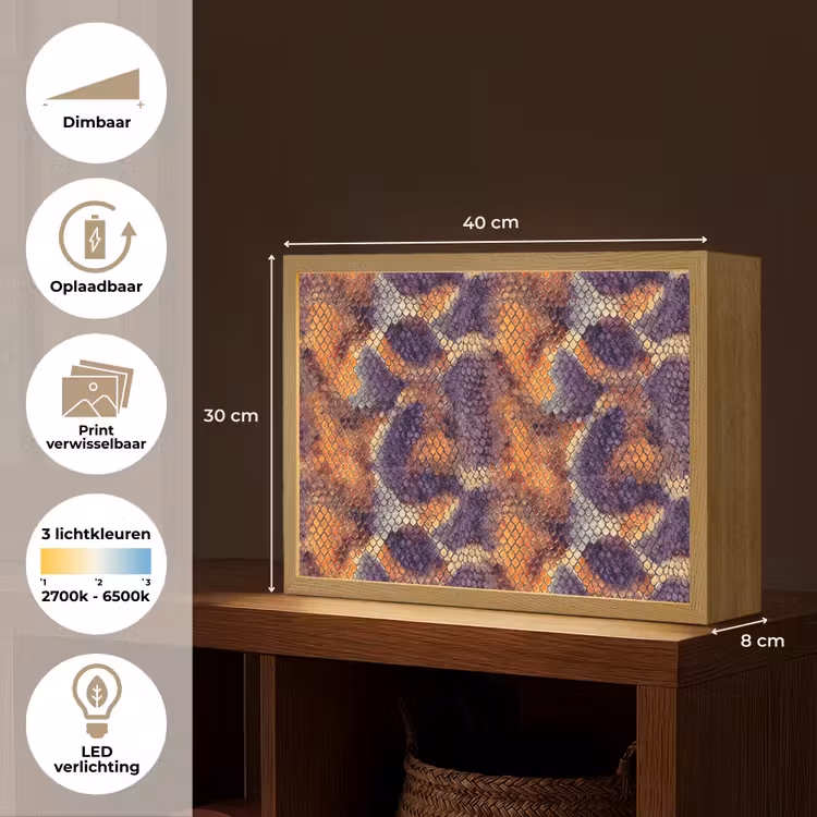 Slang - Schubben - Kleurrijk Light Box met batterij (Wandlamp) middel 907 -USP_websiteoverzichtNL