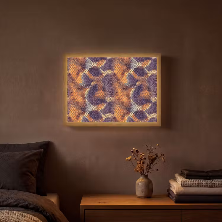 Slang - Schubben - Kleurrijk Light Box met batterij (Wandlamp) middel 907 -sfeer4