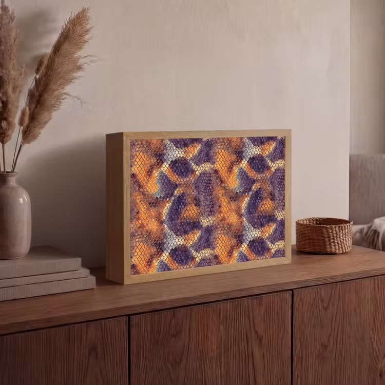 Slang - Schubben - Kleurrijk Light Box met batterij (Wandlamp) middel 907 -sfeer2