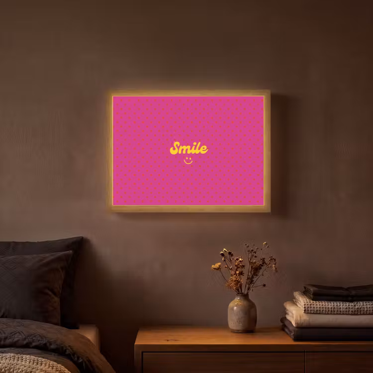 Smile - Stippen - Roze Light Box met batterij (Wandlamp) middel -sfeer4