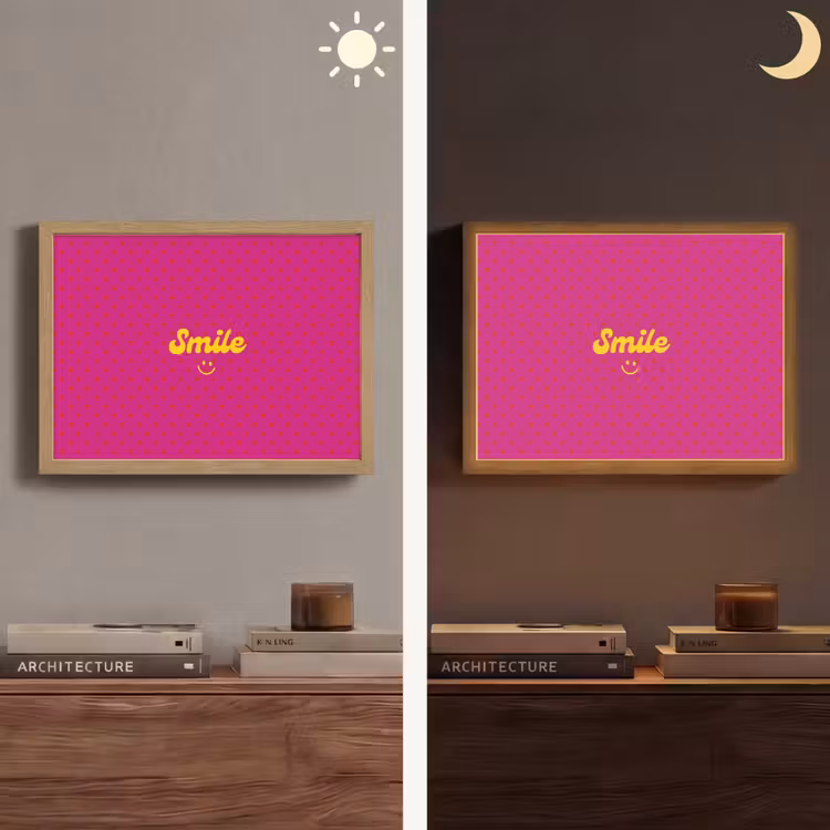 Smile - Stippen - Roze Light Box met batterij (Wandlamp) middel -sfeer3