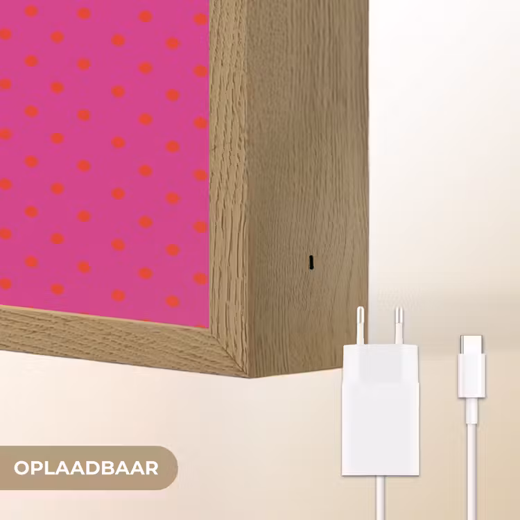 Smile - Stippen - Roze Light Box met batterij (Wandlamp) middel -USP_websiteoplaadbaarNL