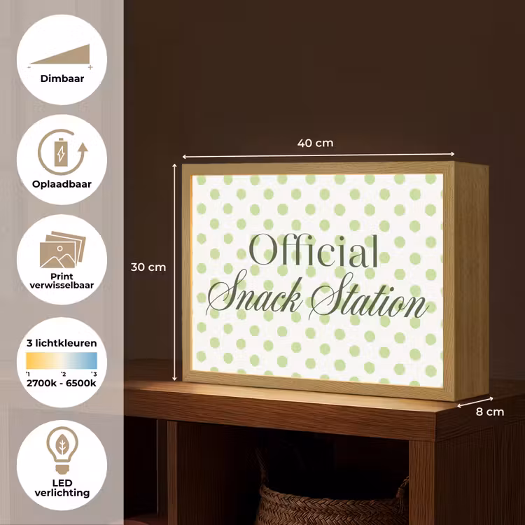 Snack Station - Groen - Stippen Light Box met batterij (Wandlamp) middel -USP_websiteoverzichtNL