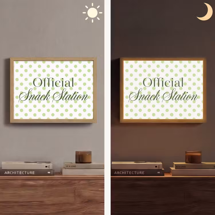 Snack Station - Groen - Stippen Light Box met batterij (Wandlamp) middel -sfeer3