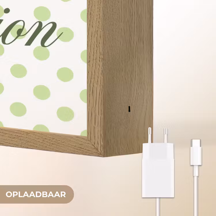 Snack Station - Groen - Stippen Light Box met batterij (Wandlamp) middel -USP_websiteoplaadbaarNL