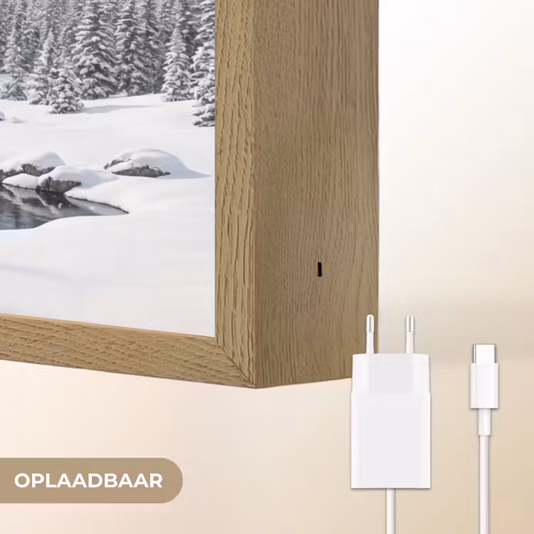 Sneeuwlandschap - Bergen - Rivier - Winter Light Box met batterij (Wandlamp) middel -USP_websiteoplaadbaarNL