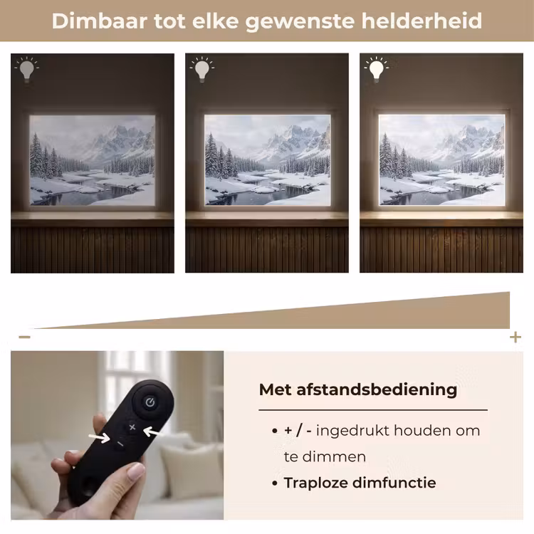 Sneeuwlandschap - Bergen - Rivier - Winter Light Box met batterij (Wandlamp) middel -USP_dimbaarNL