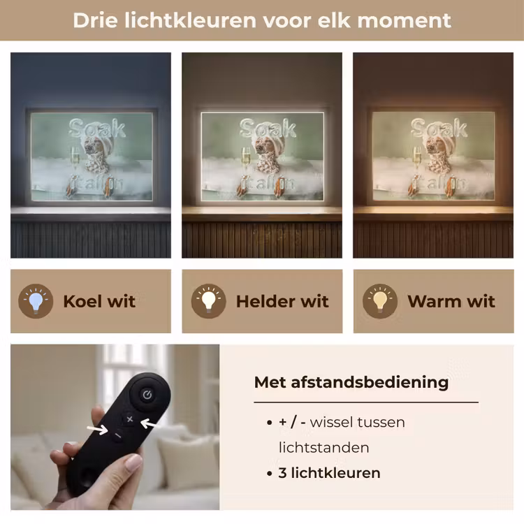 Soak it all in - Hond - Bad Light Box met batterij (Wandlamp) middel -USP_lichtkleurNL