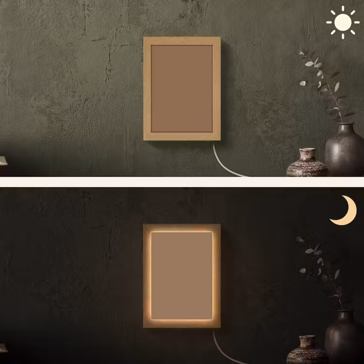 Soft - Walnut - Bruin Light Box met kabel (Wandlamp) klein 929 -sfeer3