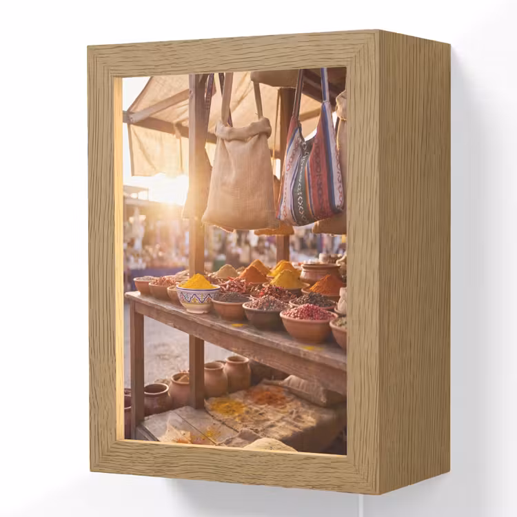 Lightbox - Wandlamp - Specerijen - Markt - Kleurrijk - Specerijen - Markt - Kleurrijk Light Box met kabel (Wandlamp) klein