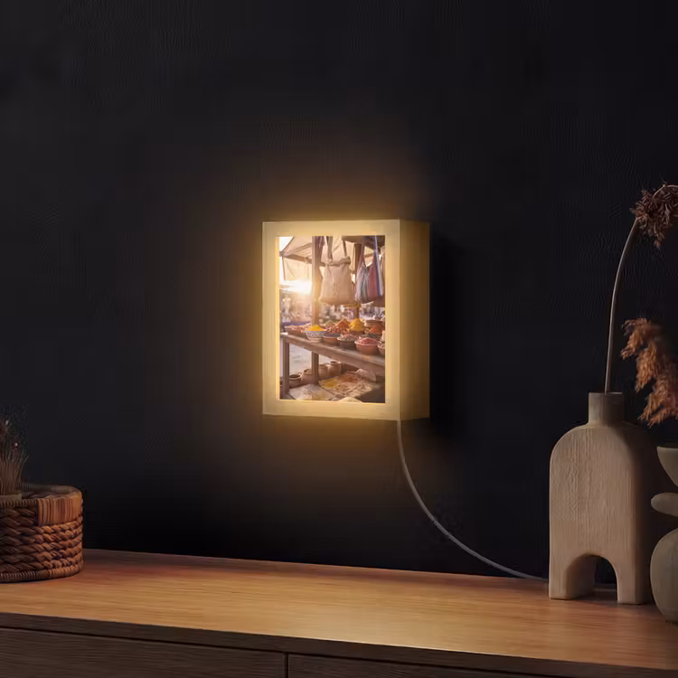 Lightbox - Wandlamp - Specerijen - Markt - Kleurrijk - Specerijen - Markt - Kleurrijk Light Box met kabel (Wandlamp) klein