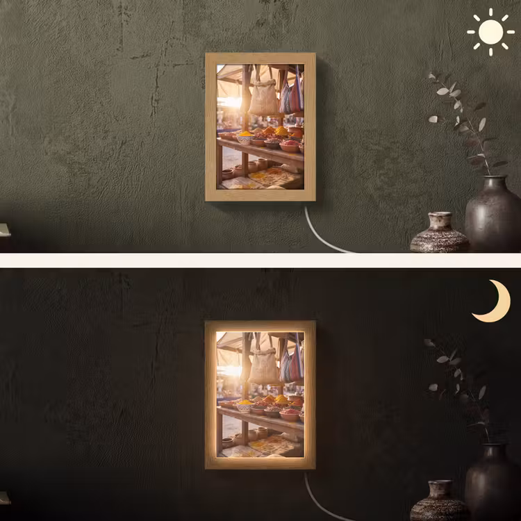 Lightbox - Wandlamp - Specerijen - Markt - Kleurrijk - Specerijen - Markt - Kleurrijk Light Box met kabel (Wandlamp) klein