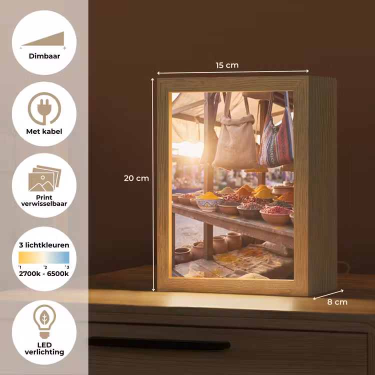 Lightbox - Wandlamp - Specerijen - Markt - Kleurrijk - Specerijen - Markt - Kleurrijk Light Box met kabel (Wandlamp) klein
