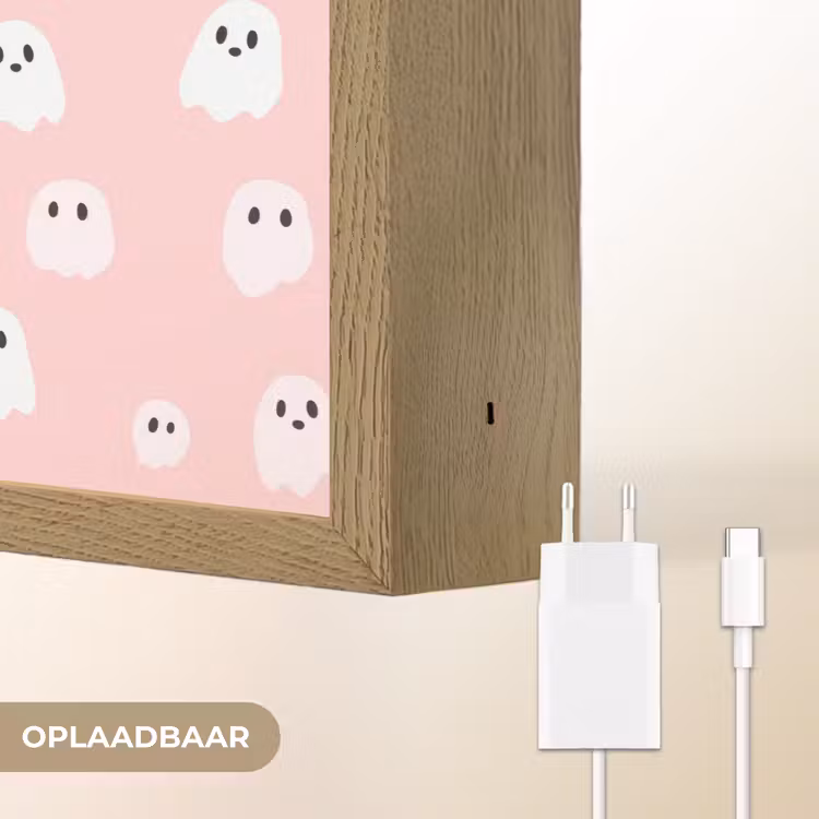 Spookjes - Patroon - Roze Light Box met batterij (Wandlamp) middel 907 -USP_websiteoplaadbaarNL