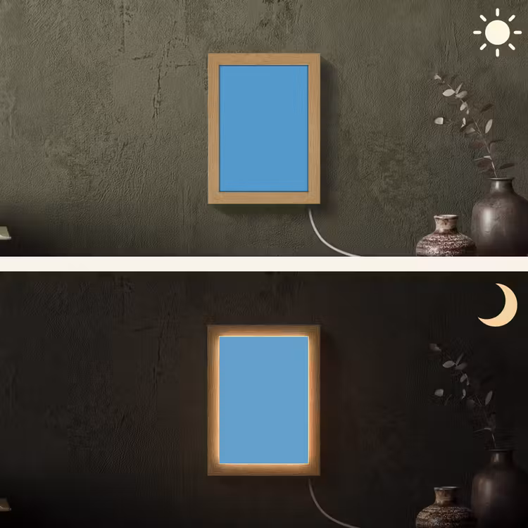 Steel - Blue - Blauw Light Box met kabel (Wandlamp) klein 929 -sfeer3