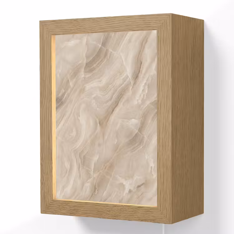 Steen - Golvend - Abstract - Beige Light Box met kabel (Wandlamp) klein -3d