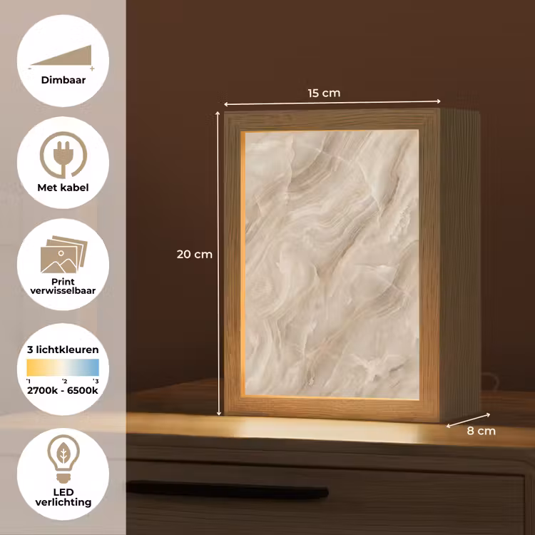 Steen - Golvend - Abstract - Beige Light Box met kabel (Wandlamp) klein -USP_websiteoverzichtNL