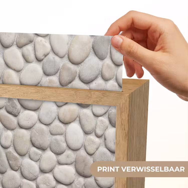 Steen - Kiezel - Natuur - Minimalistisch - Beige Light Box met kabel (Wandlamp) klein -USP_websiteprintNL