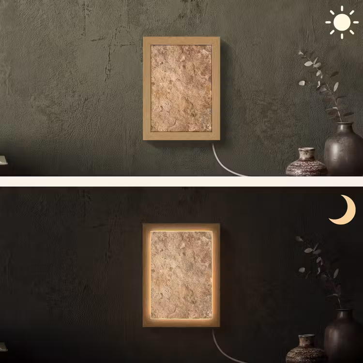 Steen - Natuur - Textuur - Abstract - Bruin Light Box met kabel (Wandlamp) klein -sfeer3