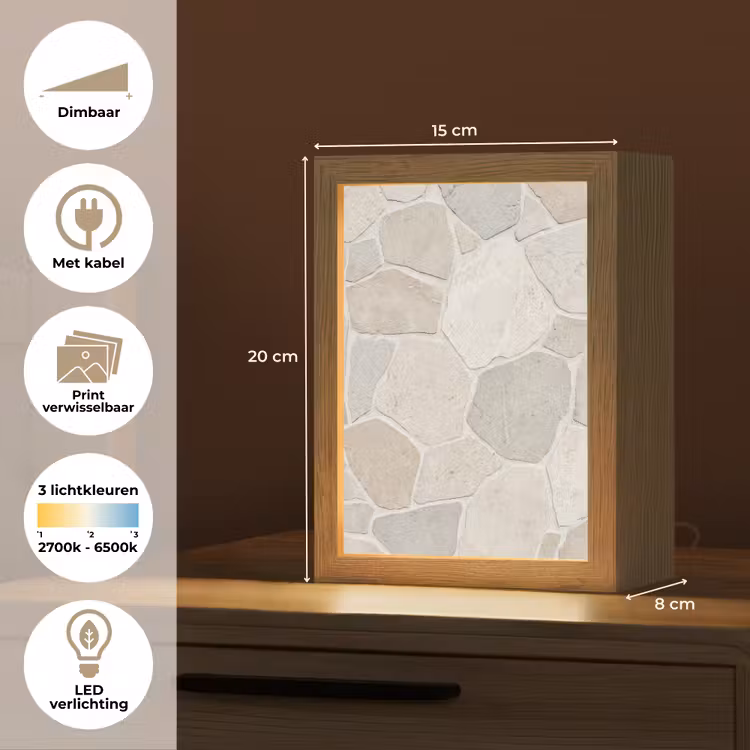Steen - Patroon - Textuur - Beige Light Box met kabel (Wandlamp) klein -USP_websiteoverzichtNL
