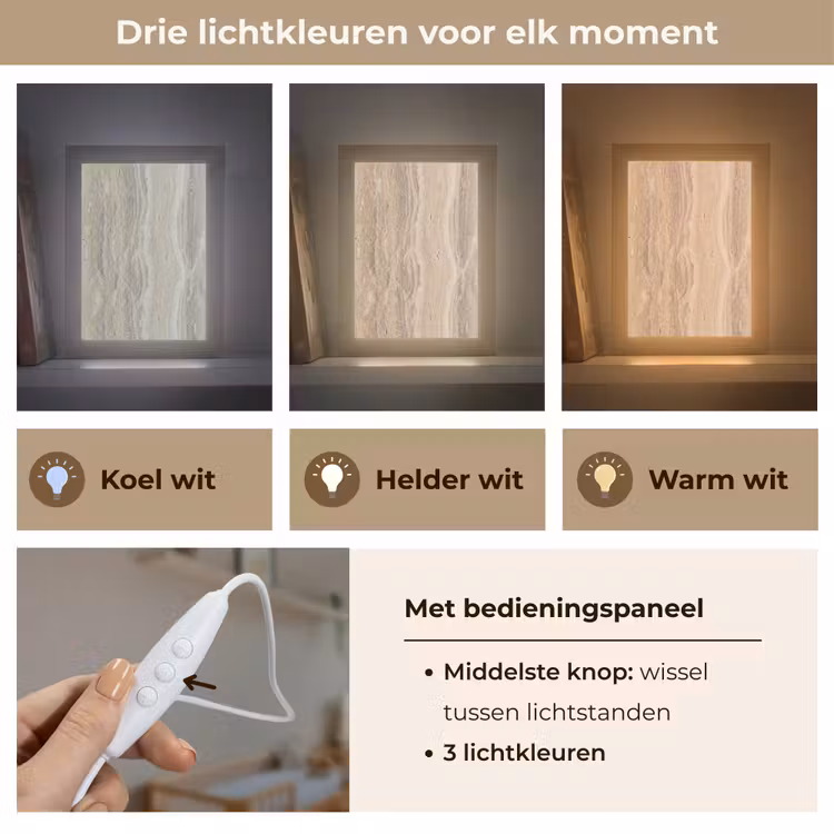 Steen - Patroon - Textuur - Natuurlijk - Beige Light Box met kabel (Wandlamp) klein -USP_lichtkleurNL