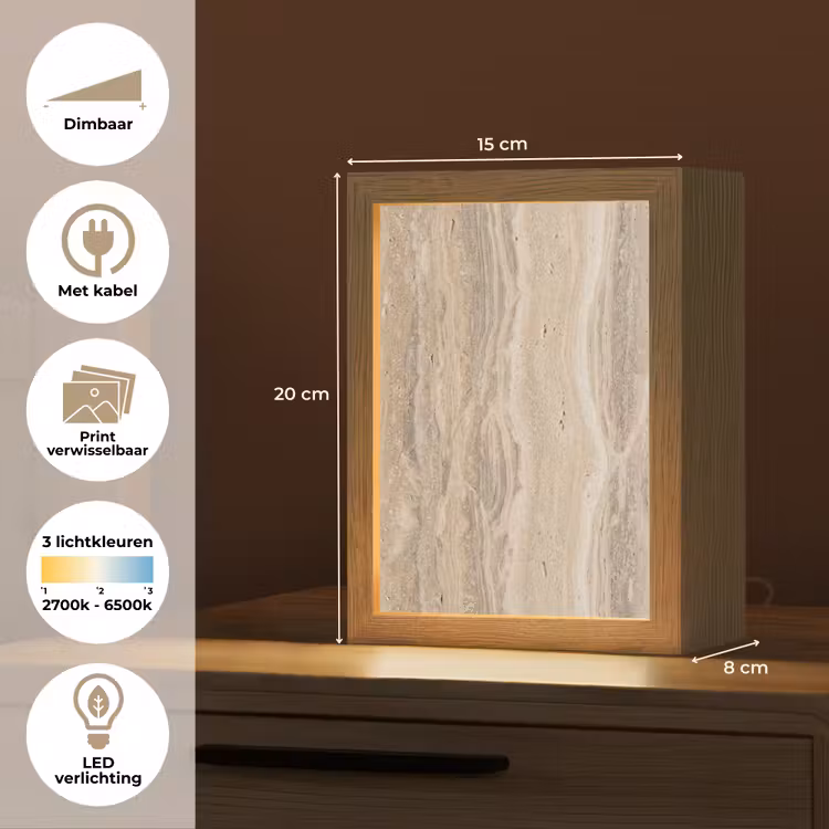 Steen - Patroon - Textuur - Natuurlijk - Beige Light Box met kabel (Wandlamp) klein -USP_websiteoverzichtNL