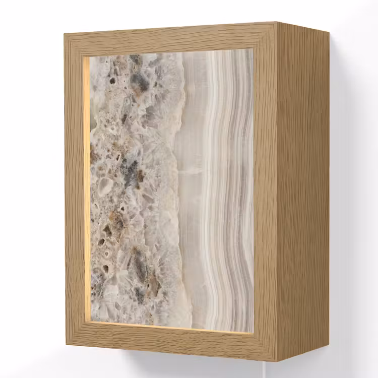 Steen - Textuur - Abstract - Beige - Wit Light Box met kabel (Wandlamp) klein -3d