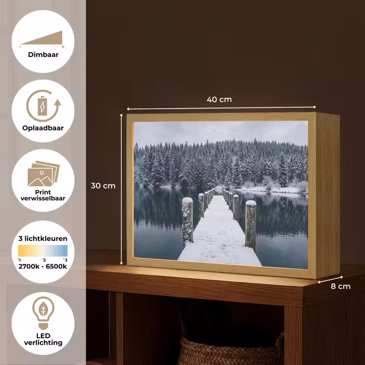 Steiger - Meer - Sneeuw - Bergen - Rustgevend Light Box met batterij (Wandlamp) middel -USP_websiteoverzichtNL